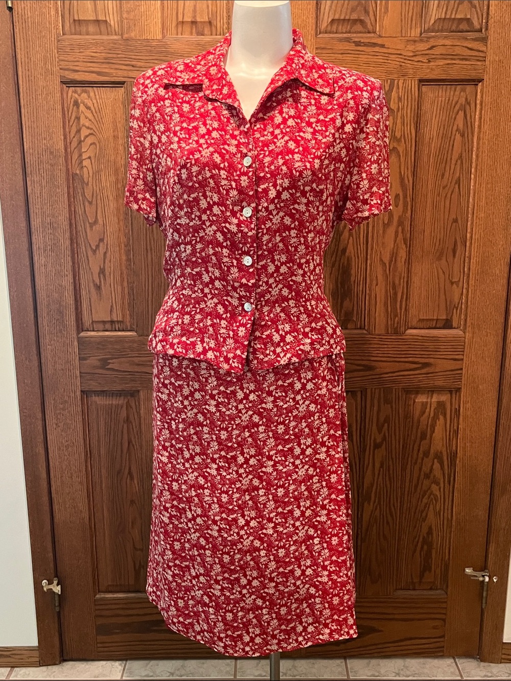 Vintage 80s Cynthia Howie/Maggie boutique all-silk 2-piece dress set 12–14